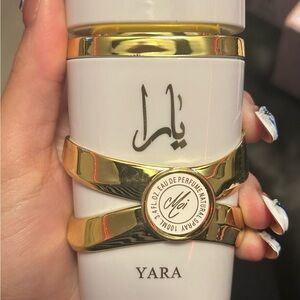 Yara Perfume with Elegant Cream and Gold Design